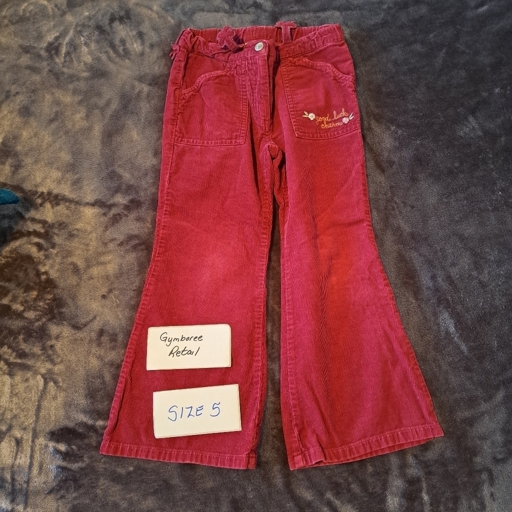 Gymboree girls size 5 corduroy pants, need new waist elastic deep red